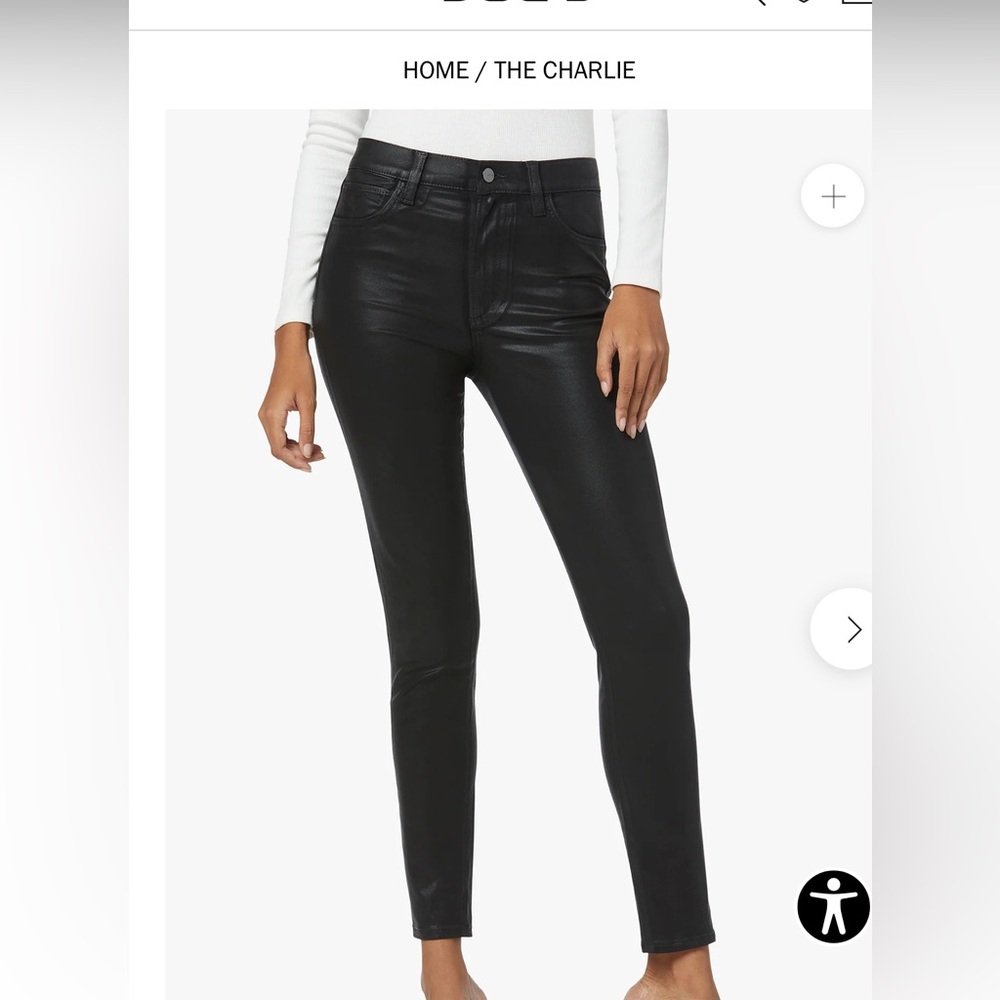 Joe’s THE CHARLIE High Rise Skinny Ankle Jeans – Coated Black – Size 31